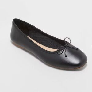A New Day Black Ballet Flats with Bow Detail